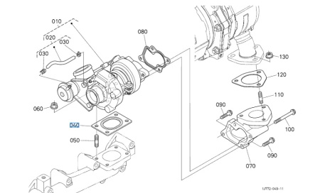 Uszczelka pod turbosprężarką Kubota 1J55017100