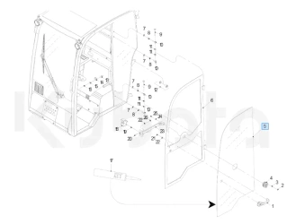Szyba lewych drzwi Kubota W21CKT0826