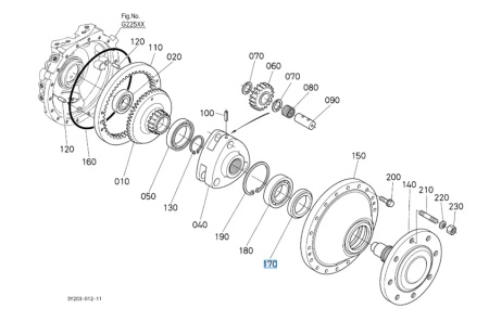 Uszczelniacz piasty koła przedniej osi Kubota 3C09543780