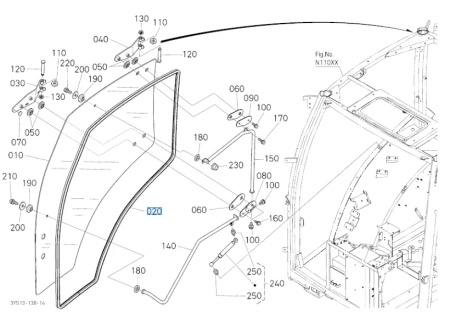 Uszczelka szyby prawych drzwi Kubota 3S20070690