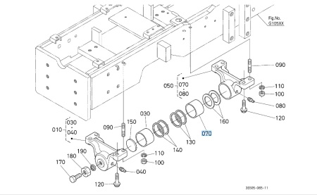 Tuleja wspornika przedniej osi Kubota 3375041690