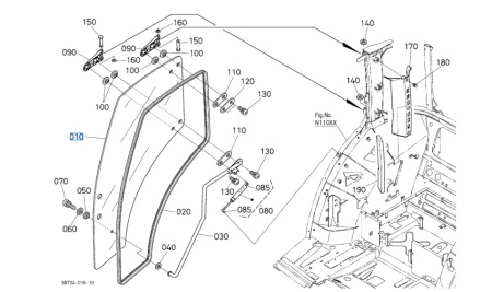 Szyba drzwi prawych Kubota 3C58170675