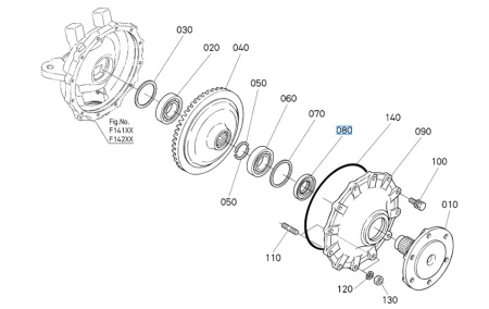 Uszczelniacz piasty koła przedniej osi Kubota 3139343530