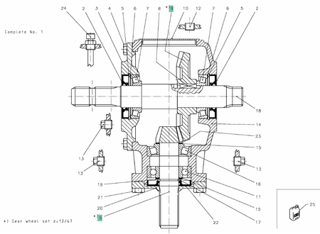 Wałek ataku i koło talerzowe Kverneland KT91956000