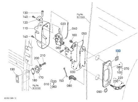 Uszczelka klamki drzwi Kubota T027085180