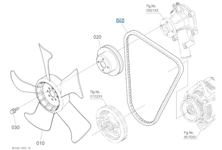 Pasek klinowy wentylatora i alternatora Kubota 1G06297012