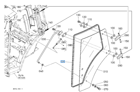 Uszczelka lewych drzwi Kubota 3D90070680