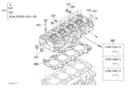 Uszczelka pod głowicę Kubota 1J78303610