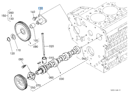 Wał koła rozrządu Kubota 1587524250