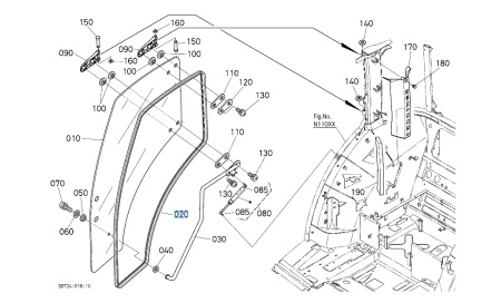 Uszczelka drzwi prawych Kubota 3D90070690