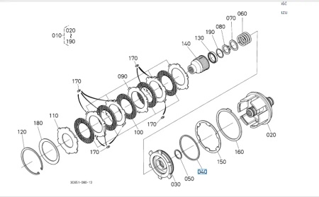 Pierścień uszczelniający zewnętrzny tłoka sprzęgła WOM Kubota 3C15127130