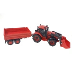 Model ciągnika Belarus z ładowaczem i przyczepą burtową Polesie 91871