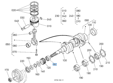 Panewki główne pierwszego szlifu Kubota 1731123910