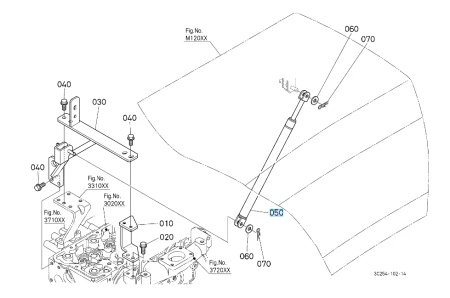 Siłownik gazowy maski Kubota 3C08183310
