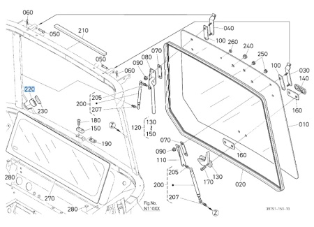 Zaślepka tylnej szyby Kubota 3C58153750