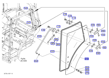 Szyba drzwi lewych Kubota 3C58170774