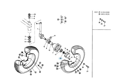 Nakrętka koronkowa przedniego koła Kubota 0237250200