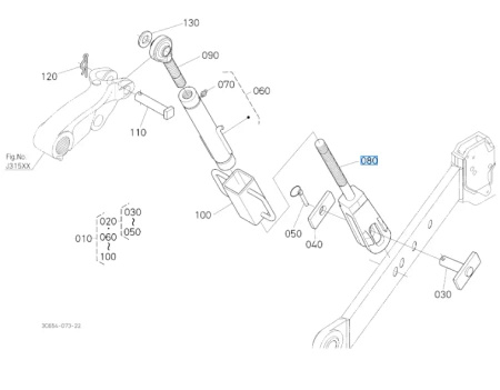 Ramię wieszaka Kubota 3C08191260