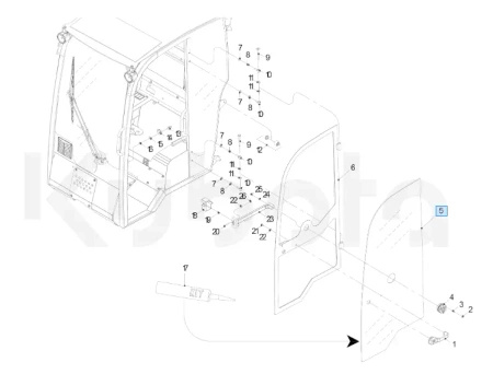 Szyba lewych drzwi Kubota W21CKT0826
