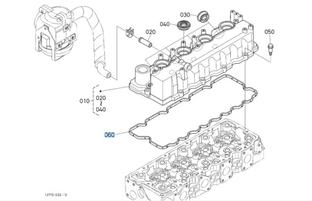 Uszczelka pokrywy zaworów Kubota 1G77214520