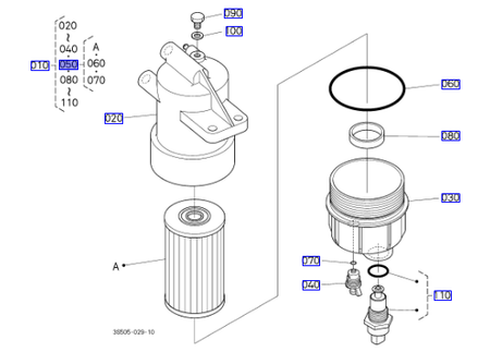 Wkład filtra paliwa z oringiem Kubota 1J52043060