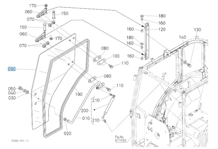 Szyba drzwi prawych Kubota TD17070670