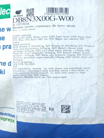 Pasza dla krów 26 Optimal De Heus 25kg