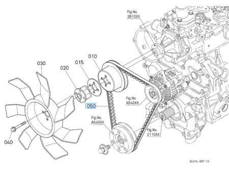 Pasek klinowy wentylatora i alternatora Kubota 1G51797010