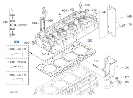 Uszczelka głowicy 2-rowkowa Kubota 1J50003310