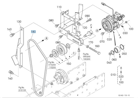 Pasek klinowy klimatyzacji Kubota T205579320