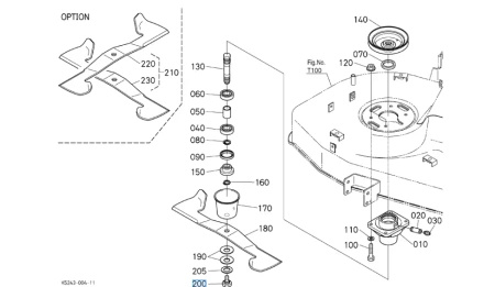 Śruba noża kosiarki Kubota K524334370