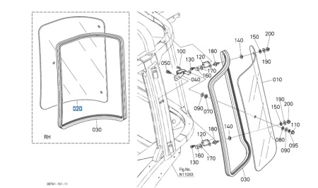 Szyba boczna prawa Kubota 3C79170540