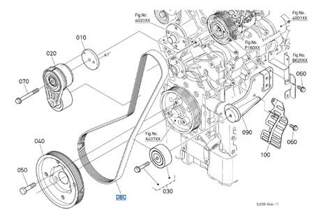 Pasek klinowy klimatyzacji Kubota 3J03666340