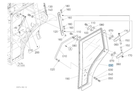 Szyba drzwi lewych Kubota TD17070770
