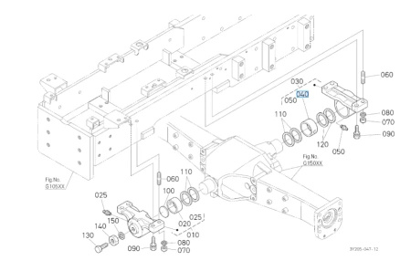 Tuleja ślizgowa wspornika przedniej osi Kubota 3375041680