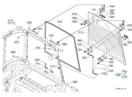 Klamka tylnej szyby z zamkiem Kubota T368584500